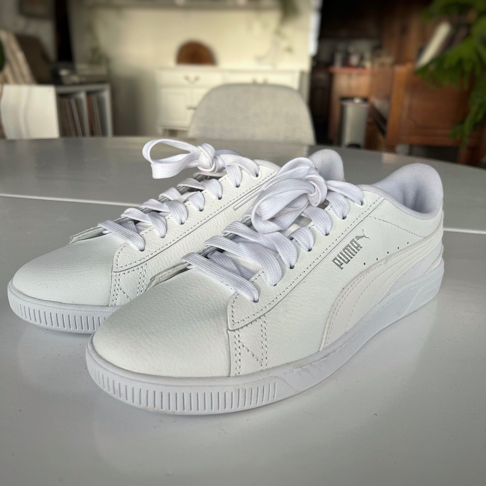 Puma Women’s Vikky V3 White Leather Sneakers